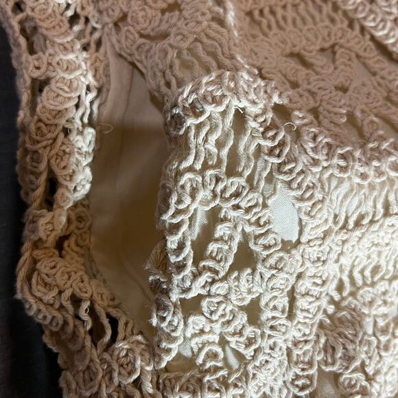 Illa Illa Cardigan Sweater Womens Medium Ivory Crochet Button Front Boho Cottage - Picture 8 of 10